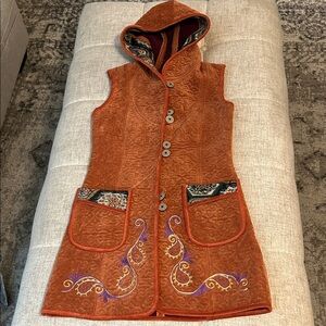 HANDMADE GUATEMALAN EMBROIDERED PAISLY  CORDUROY QUILTED DRESS JACKET SZ 4